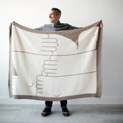 Dove Natural Knit Throw Blanket -Furniture Store 100083 with andrew