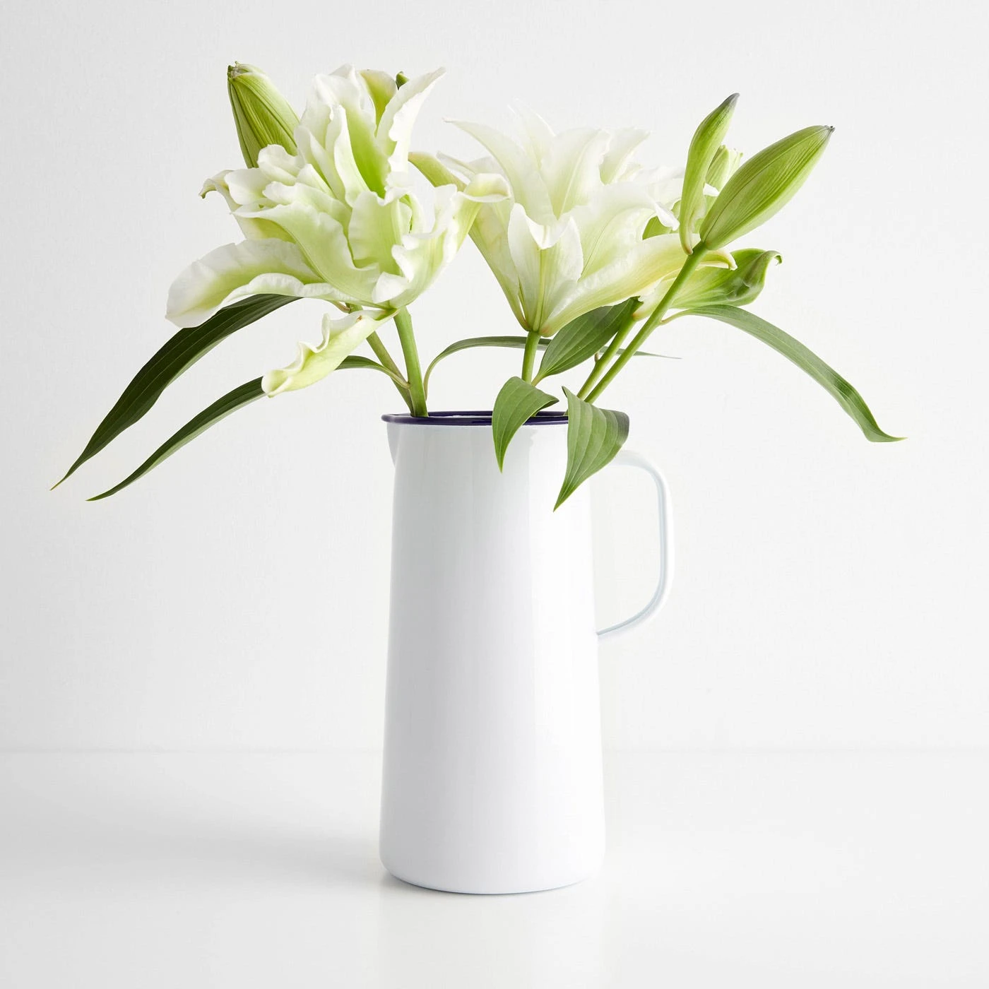 Falcon White Enamelware 3 Pint Pitcher 3 Falcon White Enamelware 3 Pint Pitcher