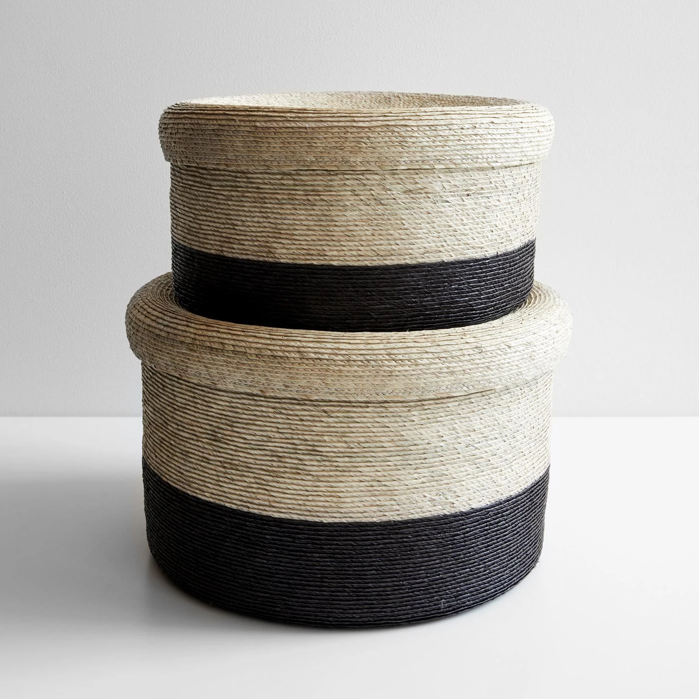 Black Band Round Storage Basket With Lid 14.75" 4 Black Band Round Storage Basket With Lid 14.75" - Image 2