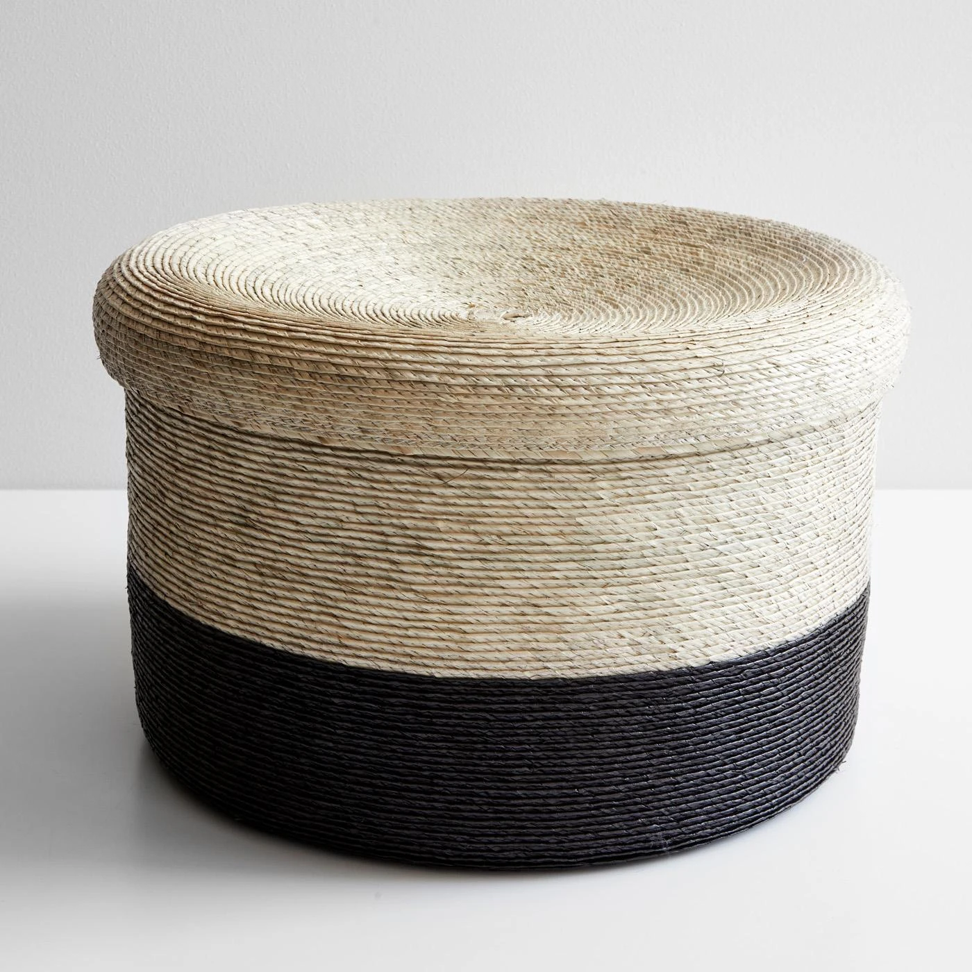 Black Band Round Storage Basket With Lid 14.75" 3 Black Band Round Storage Basket With Lid 14.75"