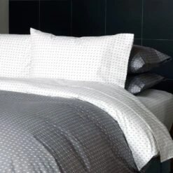 Stitch White + Pewter Pillowcase Set 17 Stitch White + Pewter Pillowcase Set -Furniture Store 10065 stitch white closeup