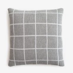 Grid Gray Knit Throw Pillow Cover 18" X 18"