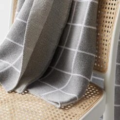 Grid Gray Knit Throw Blanket 17 Grid Gray Knit Throw Blanket -Furniture Store 100791 gallery option