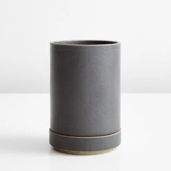 Hasami Black Small Planter And Saucer Set