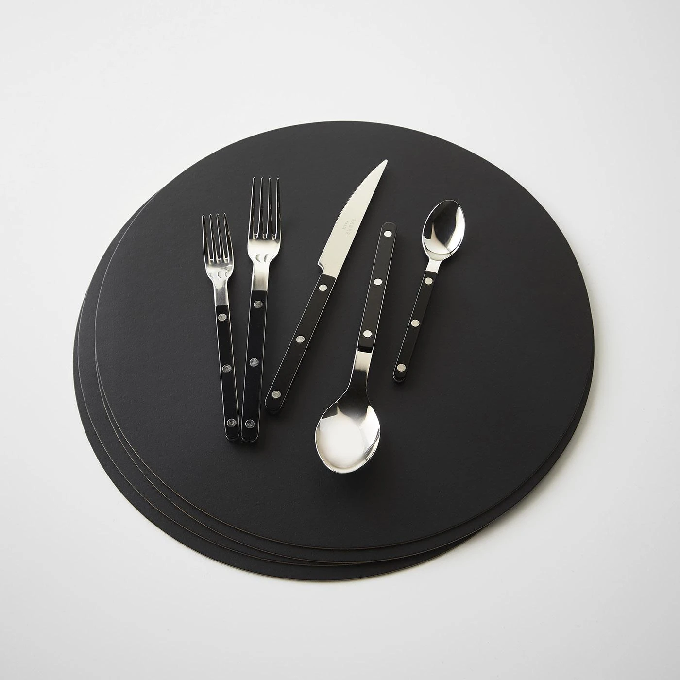 Dot Black Round Leather Placemat 5 Dot Black Round Leather Placemat - Image 3