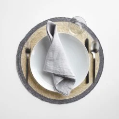 Gray Band Round Placemat 12 Gray Band Round Placemat -Furniture Store 101412 place setting gallery option version 2