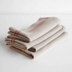 Linen Natural And Red Stripe Napkin 12 Linen Natural And Red Stripe Napkin -Furniture Store 101414 stacked gallery option