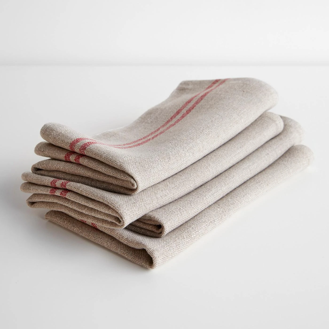 Linen Natural And Red Stripe Napkin 5 Linen Natural And Red Stripe Napkin - Image 3