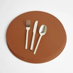 Dot Cognac Round Leather Placemat -Furniture Store 101568 a230052f gallery 2