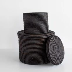 Lidded Black Storage Basket 10" -Furniture Store 101580 101581 gallery 2