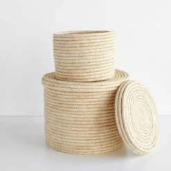 Lidded Natural Storage Basket 10" 10 Lidded Natural Storage Basket 10" -Furniture Store 101785 101786 gallery 2 1