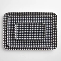 Check Navy Large Linen Coated Tray 16 Check Navy Large Linen Coated Tray -Furniture Store 101802 101803 101804