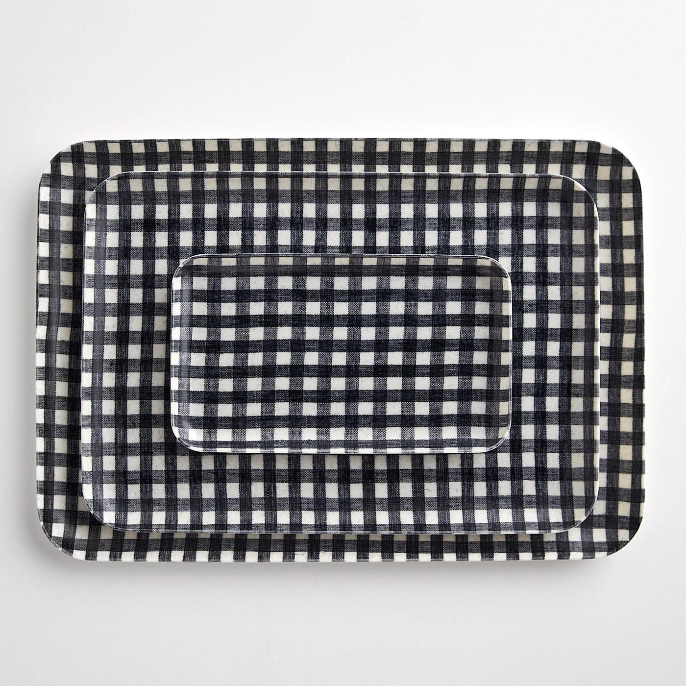 Check Navy Large Linen Coated Tray 6 Check Navy Large Linen Coated Tray - Image 4