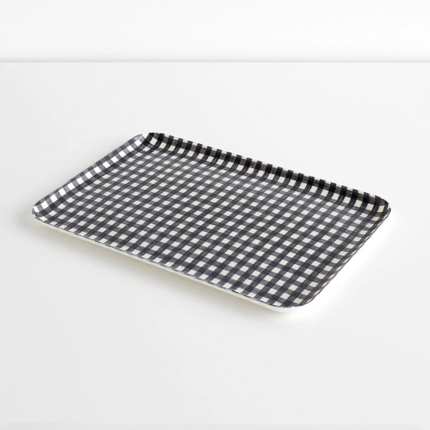Check Navy Large Linen Coated Tray 4 Check Navy Large Linen Coated Tray - Image 2