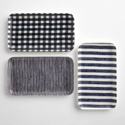 Check Navy Small Linen Coated Tray -Furniture Store 101804 102826 102829 2