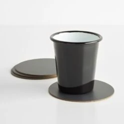 Dot Charcoal Round Leather Coasters Set Of 4 11 Dot Charcoal Round Leather Coasters Set Of 4 -Furniture Store 102149 a134084t gallery option 2