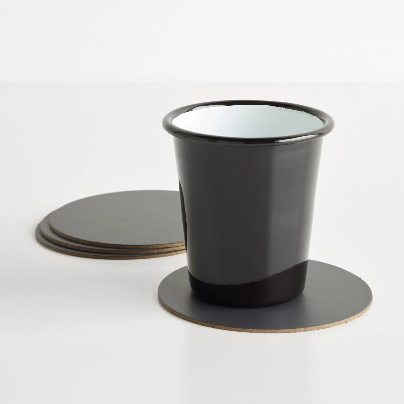 Dot Charcoal Round Leather Coasters Set Of 4 5 Dot Charcoal Round Leather Coasters Set Of 4 - Image 3