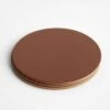 Dot Pecan Round Leather Coasters Set Of 4 -Furniture Store 102150