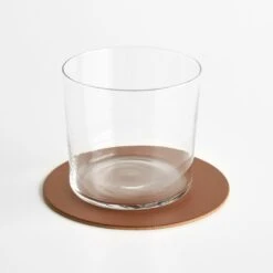 Dot Pecan Round Leather Coasters Set Of 4 -Furniture Store 102150 101843 gallery 1