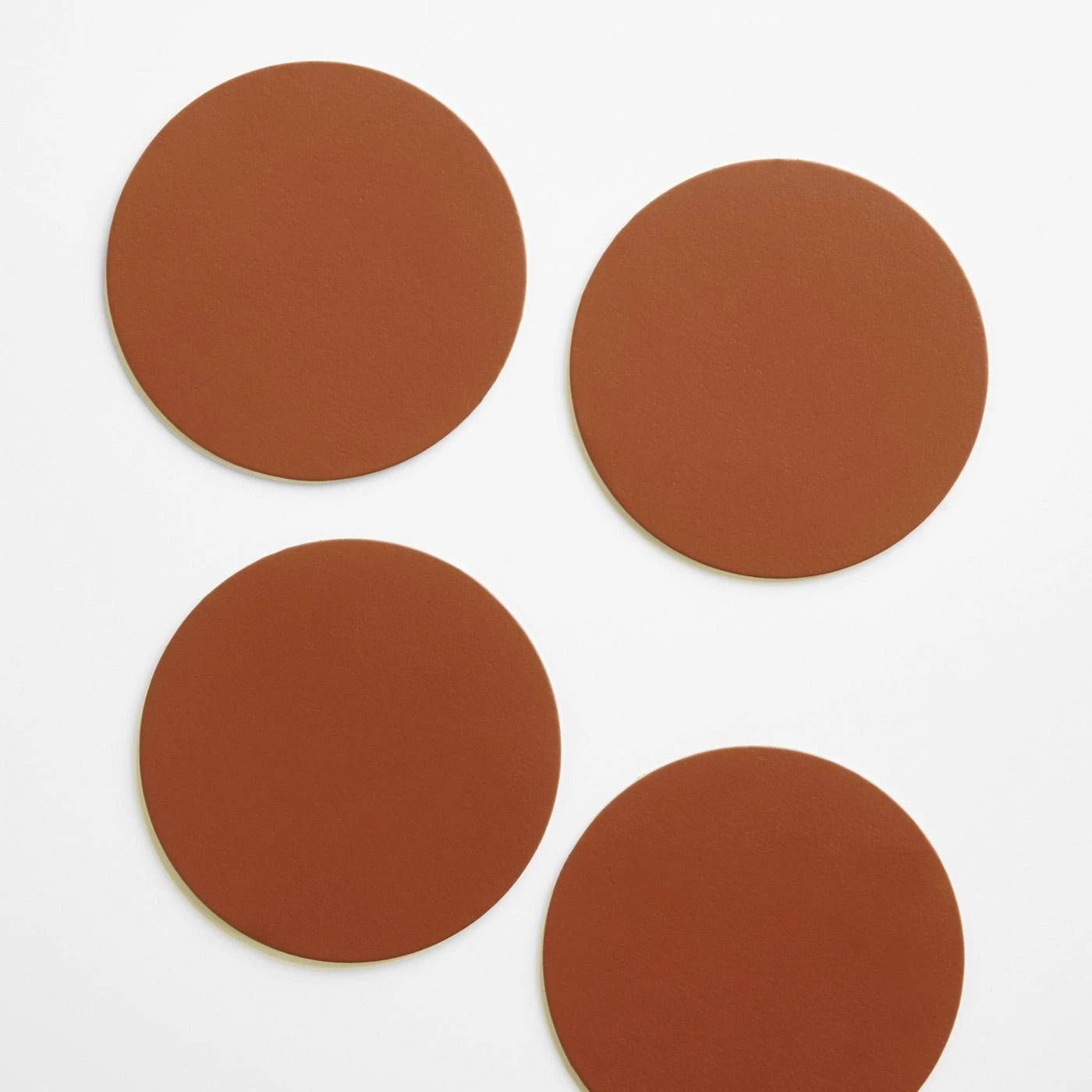 Dot Cognac Round Leather Coasters Set Of 4 6 Dot Cognac Round Leather Coasters Set Of 4 - Image 4