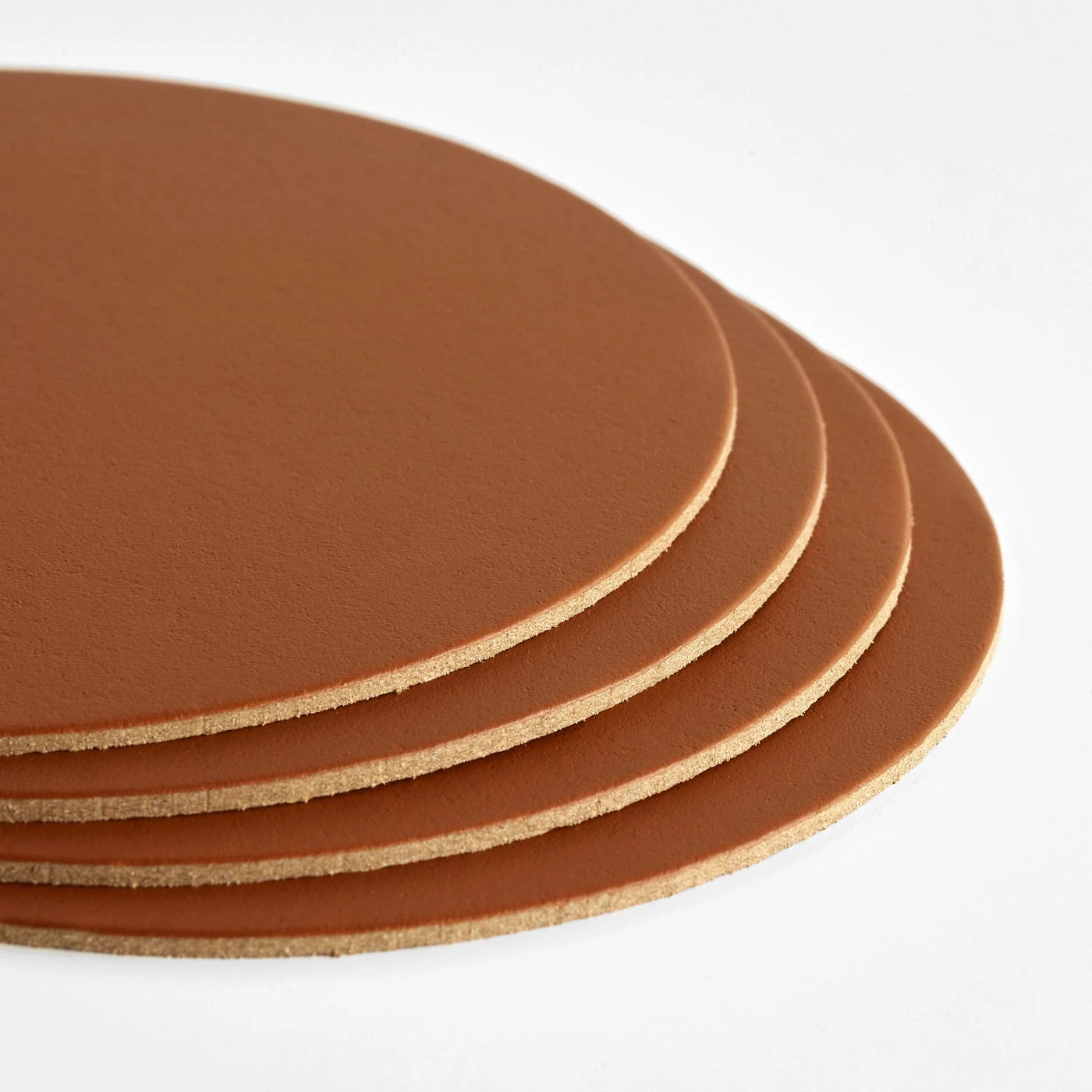 Dot Cognac Round Leather Coasters Set Of 4 4 Dot Cognac Round Leather Coasters Set Of 4 - Image 2