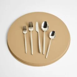 Dot Sand Round Leather Placemat -Furniture Store 102155 a231235f gallery 2