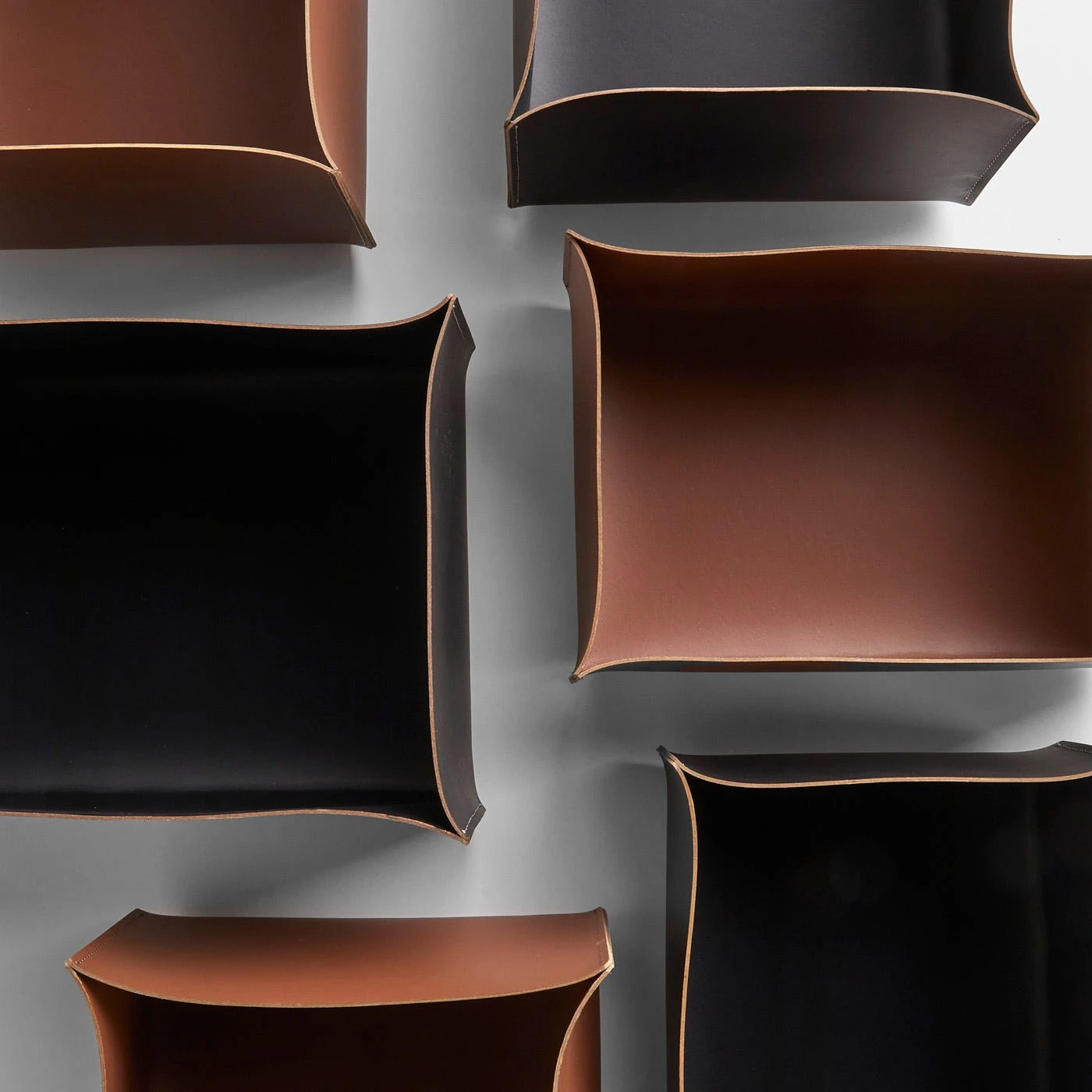 Rectangular Pecan Leather Storage Bins Set Of 2 7 Rectangular Pecan Leather Storage Bins Set Of 2 - Image 5