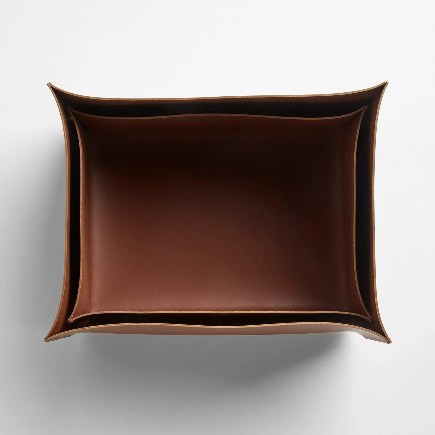 Rectangular Pecan Leather Storage Bins Set Of 2 4 Rectangular Pecan Leather Storage Bins Set Of 2 - Image 2