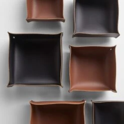 Square Black Leather Storage Bins Set Of 3 -Furniture Store 102198 102199 gallery option