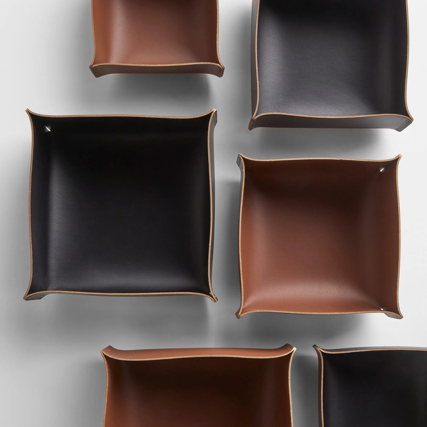 Square Pecan Leather Storage Bins Set Of 3 7 Square Pecan Leather Storage Bins Set Of 3 - Image 5