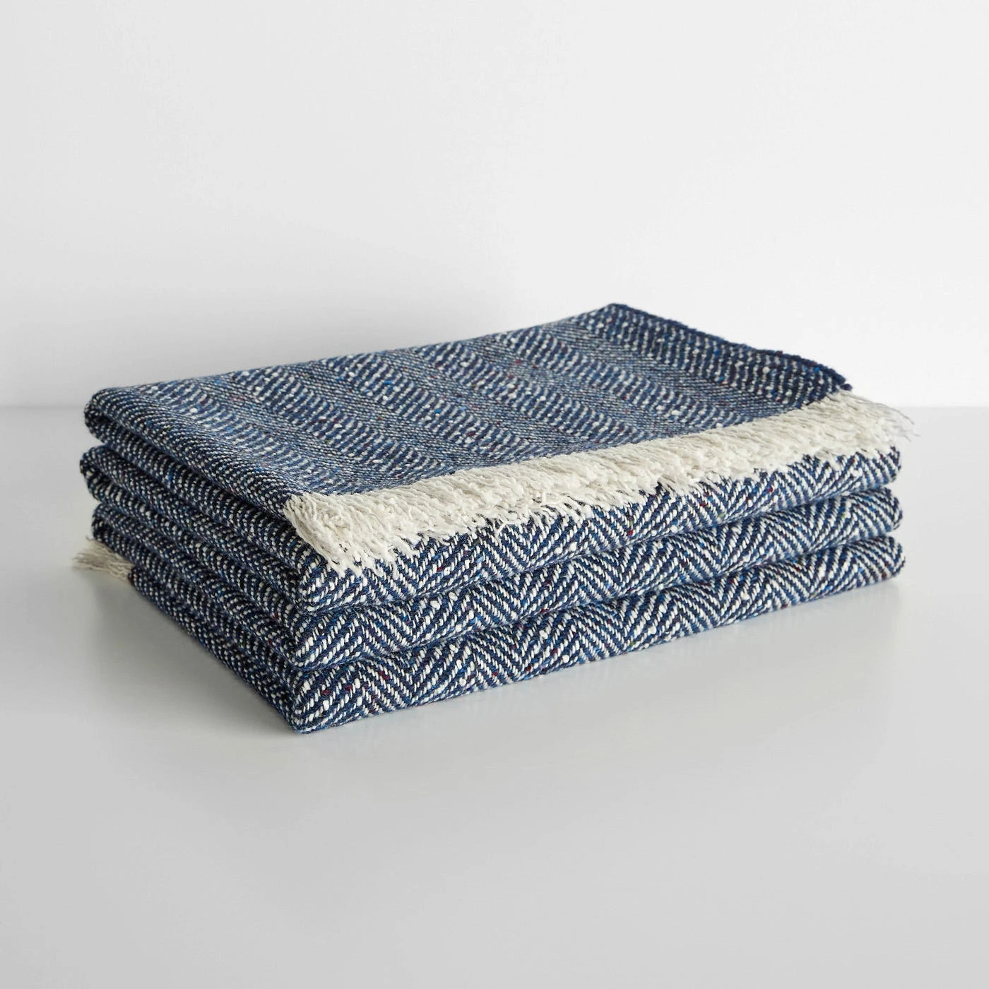Herringbone Blue Woad Throw Blanket 5 Herringbone Blue Woad Throw Blanket - Image 3