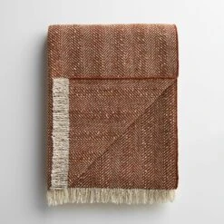 Herringbone Rust Bracken Throw Blanket