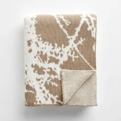 Larch Beige Knit Throw Blanket