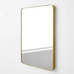 Brass Rectangular Wall Mirror 18" X 24" -Furniture Store 102698 3 1