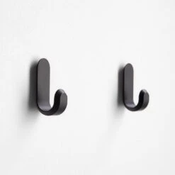 Curve Matte Black Mini Wall Hooks Set Of 2