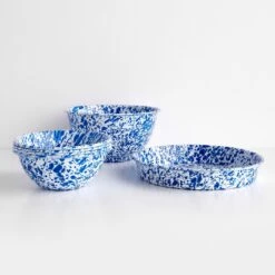 Splatter Blue Enamelware Small Serve Bowl 14 Splatter Blue Enamelware Small Serve Bowl -Furniture Store 102804 102806 102808 1 2