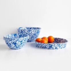 Splatter Blue Enamelware Large Salad Bowl 15 Splatter Blue Enamelware Large Salad Bowl -Furniture Store 102804 102806 102808 2 1