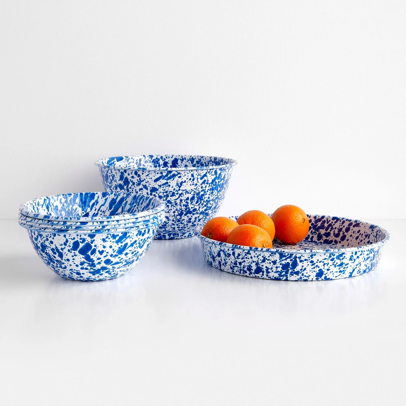 Splatter Blue Enamelware Large Salad Bowl 8 Splatter Blue Enamelware Large Salad Bowl - Image 6