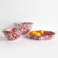 Splatter Red Enamelware Deep Tray -Furniture Store 102805 102807 102809 2