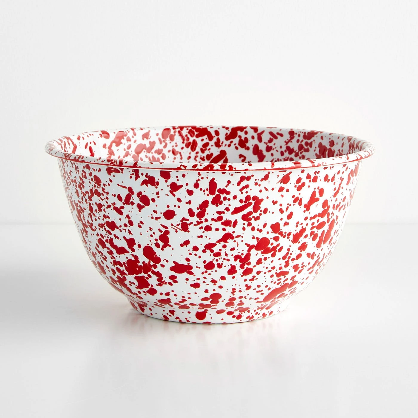 Splatter Red Enamelware Large Salad Bowl 3 Splatter Red Enamelware Large Salad Bowl