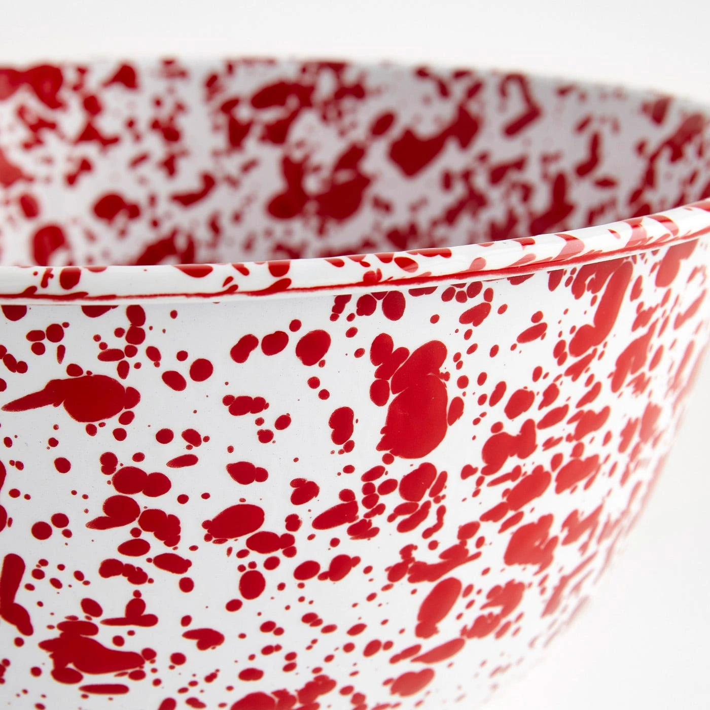 Splatter Red Enamelware Large Salad Bowl 5 Splatter Red Enamelware Large Salad Bowl - Image 3