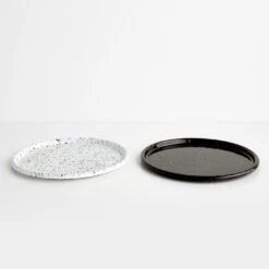 Rainbow Falls Black Enamelware Round Tray 12" -Furniture Store 102810 102811 1