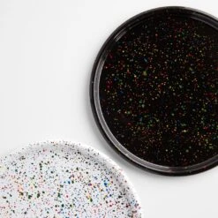 Rainbow Falls Black Enamelware Round Tray 12" -Furniture Store 102810 102811 2