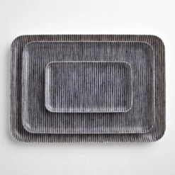 Hickory Gray Stripe Small Linen Coated Tray -Furniture Store 102824 102825 102826 2