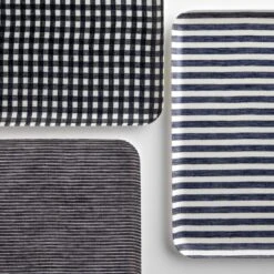 Check Navy Large Linen Coated Tray 17 Check Navy Large Linen Coated Tray -Furniture Store 102824 102827 101802 2