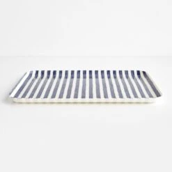 Bengal Blue Stripe Large Linen Coated Tray