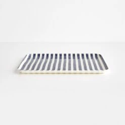 Bengal Blue Stripe Medium Linen Coated Tray
