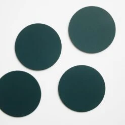 Dot Deep Pine Round Leather Coasters Set Of 4 -Furniture Store 102962 2 1
