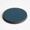 Dot Deep Teal Round Leather Coasters Set Of 4 -Furniture Store 102964 1 1