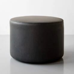 Cylinder Graphite Leather Ottoman